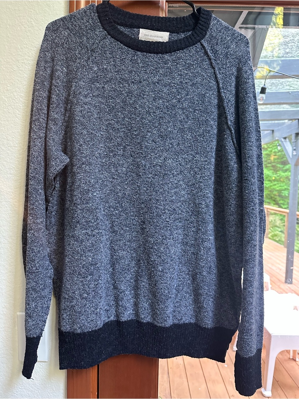Frederik Anderson Copenhagen Blue Heather Knit Crewneck Sweater L
